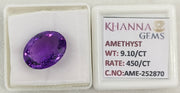 9.10 Carat Natural Amethyst Gemstone with Govt. Lab Certificate